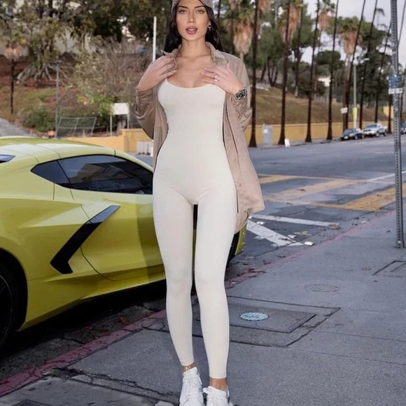 OQQ Women's Yoga Ribbed One Piece Jumpsuit - Picture 5 of 5